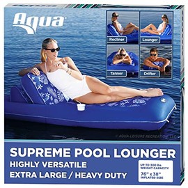 Aqua Premium Convertible Ultimate Pool Lounger, Inflatable Pool Float, Heavy Duty, X-Large, 74” – 90”, Pineapple Hibiscus