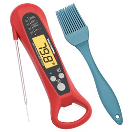 Thermomelove Digital Meat Thermometer with LCD Display,Waterproof,2-3s Response Time,for Cooking,Candy,Deep Fry,BBQ,Grill,Oil,Smoker and Roast,Camping & Kitchen Essentials(D1-red)