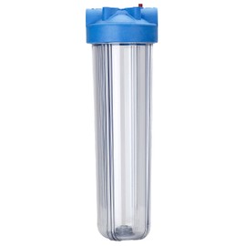 Pentair Pentek 166201 Big Clear Filter Housing, 1" NPT #20 Whole House Heavy Duty Water Filter Housing with Pressure Relief Button, 20-Inch, Blue/Clear