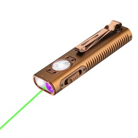 TrustFire Mini X3 Rechargeable EDC Flashlight with White Light, Flood Light, UV and Green Beam, 1050 Lumens Portable Flat Flashlights, Fourfold Light Sources Pocket Lights for Emergency (Gold)