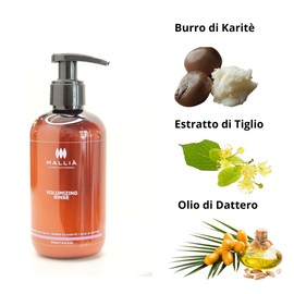 Mallia Volumizing Rinse Conditioner für feines, krauses, trockenes und coloriertes Haar, 250 ml mit Lindenextrakt, Sheabutter und Dattelöl