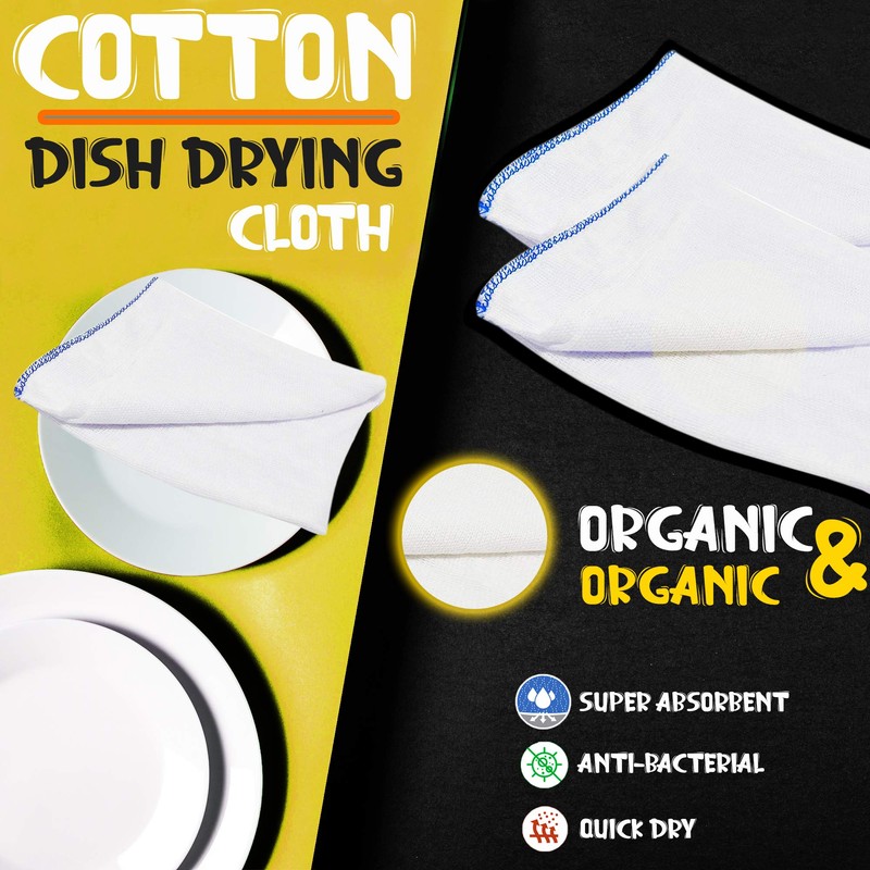 Towelogy® Pack Of 3 White Cotton Dish Cloths Extra Large