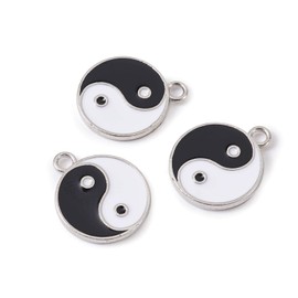 Kissitty 20pcs Yin Yang Enamel Charm 21x18mm Yoga Meditation Dangle Charm Pendants for Earrings Necklace Bracelet Jewelry Making and Crafting