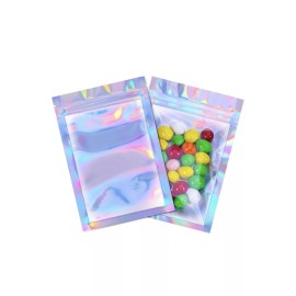 Space Seal 100 Pcs Iridescent Zip Bags Pouches Cosmetic Hologram Holographic Clear 4x6