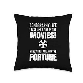 Sonography Life Hypodermic Needles, Lancets, Monit Sonography Life Ultrasound Technician Throw Pillow, 16x16, Multicolor