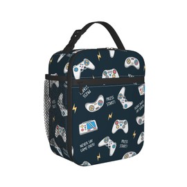 FUABJPOI Video Game Controller Insulated Lunch Bag - Reusable Lunch Box - Portable Lunch Tote For Women Men And Kids
