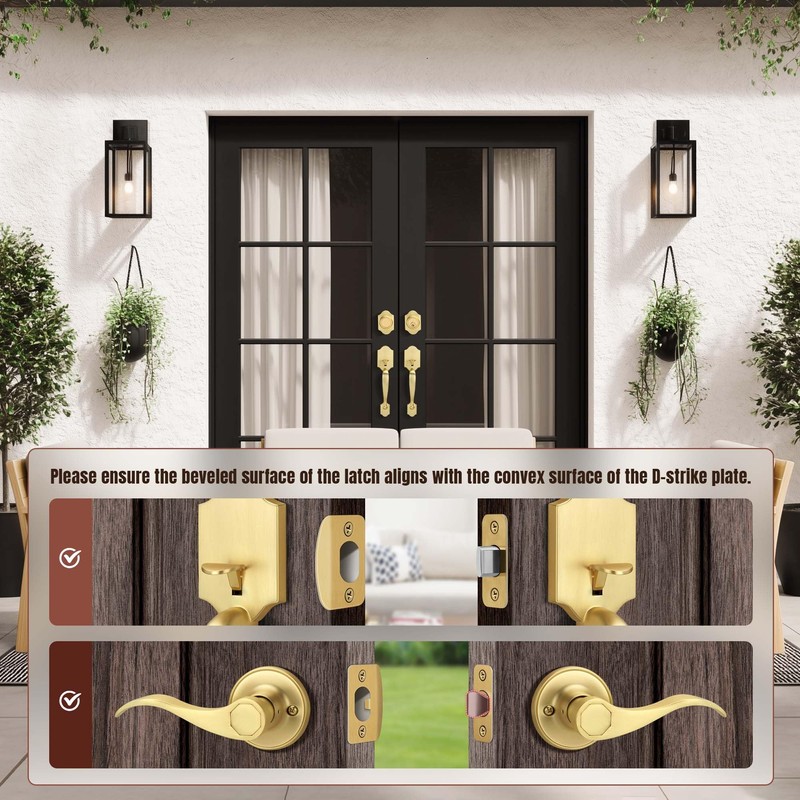 LOQRON Double Front Door Handle Set with Dummy and Deadbolt,