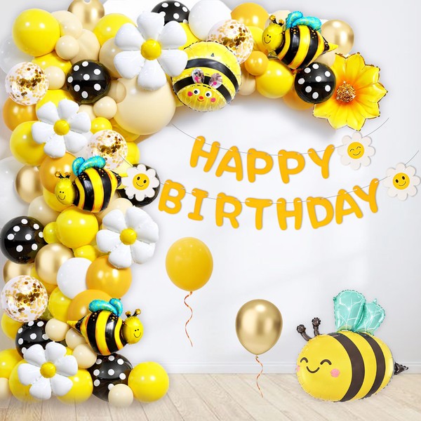 Daisy Decoration Birthday Balloons Children - Bee Birthday Decoration Happy