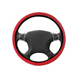 MLAHUIER Car Elastic Stretch Steering Wheel Cover for Summer, Cooling Breathable Microfiber Ice Silk, Universal 15 Inch Anti-Slip Auto Steering Wheel Protector for Most Vehicle(Red)