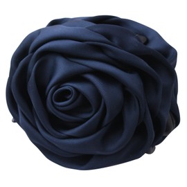 VINGTAINE H-195-NY Satin Rose Hair Claw Hair Clip, Navy