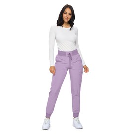 Monarch Uniforms Womens Jogger Scrubs Ribbed Jogger Scrub Pants for Women-(Lavender)-L