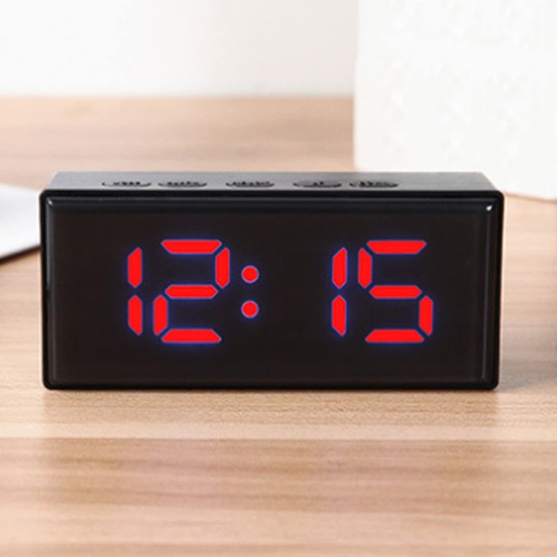 QANYEGN Digital Alarm Clock, Large Mirrored LED Clock, Large Display