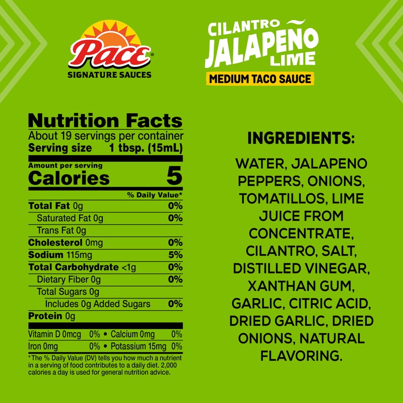 Pace Cilantro Jalapeno Lime Signature Sauce, 10.4 oz