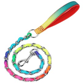 heizi Chain Lead, Rainbow Lead, 3.3 ft (1 m), Cute, Rainbow Chain, Metal, Fashion Lead, Walk, Short Lead, Chain (3.3 ft (1 m) Rainbow)