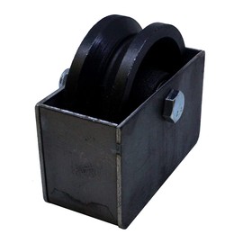 Bobco Metals 4" Cast Iron V Groove Wheel - Roller Bearing Residential Rolling Gates - with Cover Box- 1 Wheel