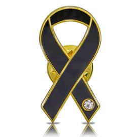 AWARENESS RIBBON Lapel Pin mourning Melanoma Black Flat