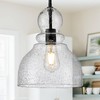 FookChak 10" Seeded Glass Pendant Lights Kitchen Island Black Pendant