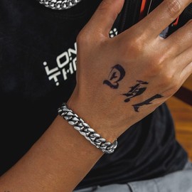 NOBYLO 10MM Miami Cuban Link Bracelet 14k/White Gold Plated Thick Heavy Stainless Steel Hip Hop Jewelry for Men Women, Hypoallergenic and Anti-Fade (10mm,white gold,8.5 Inches)