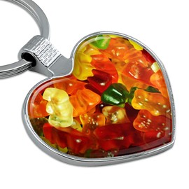 Gummy Gummi Bears Keychain Heart Love Metal Key Chain Ring