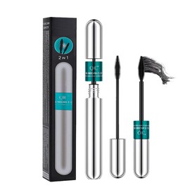2-in-1 4D Silk Fiber Mascara: 5x Longer, Waterproof, No Clumping, Long-lasting, and Smudge-Proof for Natural Eyelash Makeup (Silver Tube, 1Pc)