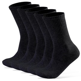 COZY CORE 5 Pairs Casual Calf Socks,Lightweight Women's Crew Socks,Athletic Calf-Length Cushioned Sock, Thin Breathable Cotton for Sports, Hiking, Gym