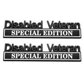 2pcs Disabled Veteran Special Edition Emblem Car Decal, Warrior Soldier 3D Sticker, Disabled Veteran Special Edition Letters Car Badges, Accessories (Black White)