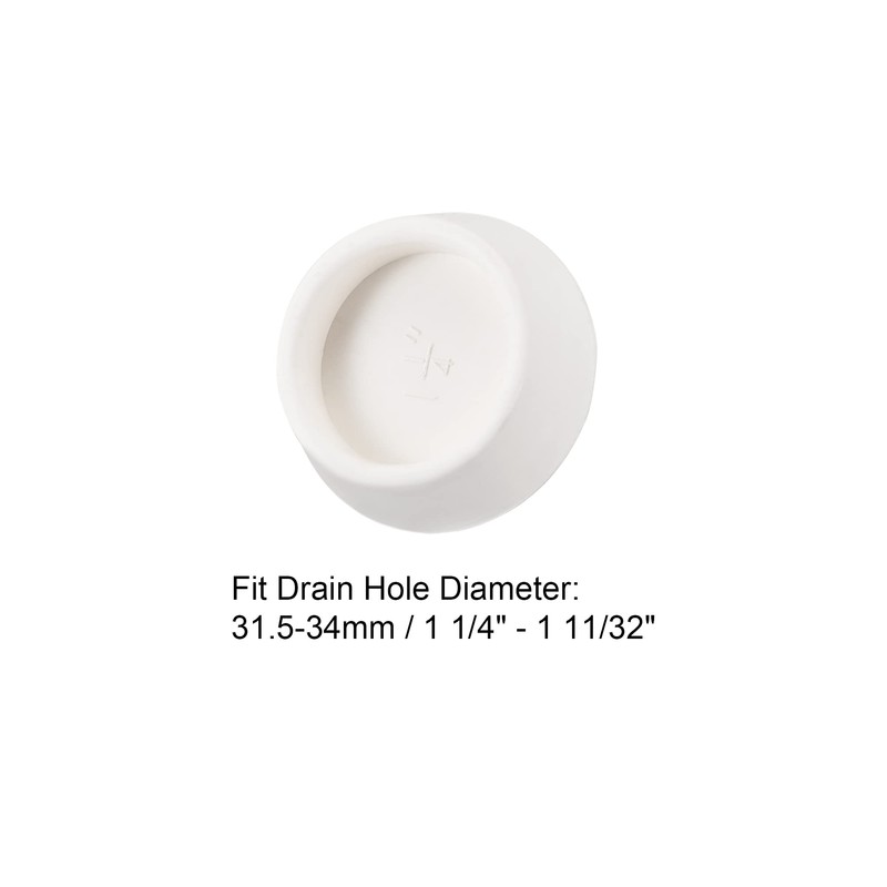 sourcing map Rubber Sink Plug, White Drain Stopper Fit 1-1/4"
