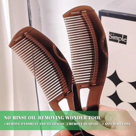 2 Pieces Dandruff Comb,Hollow Tooth Comb for Dandruff Scalp,Press Type Hair with Skin Scraping Handle,Scalp Care for Women Men