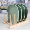 Qivine Set of 4 Plate Stands, 5 Slots Wooden Dish