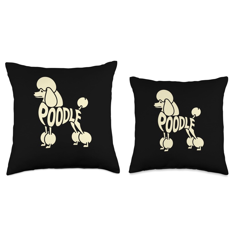 Typography Art Poodle Poodles Throw Pillow
