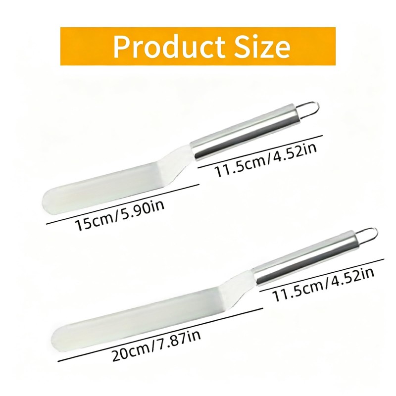 Stainless Steel Curved Icing Spatulas Set 2pc for Home Bakers
