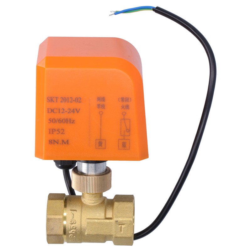 DN20 Professional 2 Way Electric Ball Valve DC12/24V 2‑Wire Brass