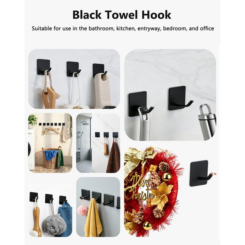 EDMILE Stick On Towel Hooks for Bathroom, Heavy Duty Self