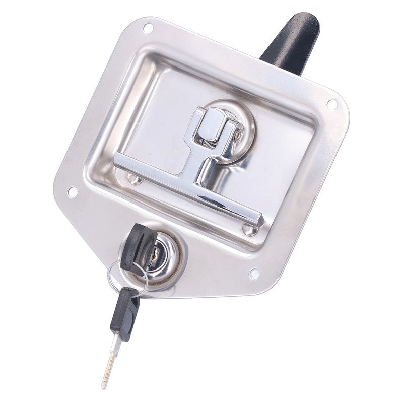 Trailer Door Latch T Handle with 2‑Key Stainless Steel Chrome