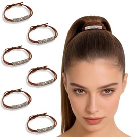 6Pcs Rhinestone Hair Scrunchies Crystal Hair Ties, Elastic Ponytail Holder Fashion Headbands Bling Sparkles Hair Accessories for Women Girls (khaki)