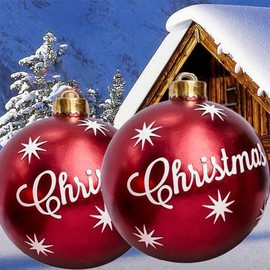 Christmas Inflatable Decorations Ball, 23.6 Inch PVC Giant Inflatable Ball, Xmas Inflatable Balls Christmas Baubles Ornament Yard Art Garden Home Patio Decor for Holiday