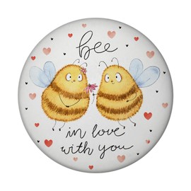 Pummel Bee Magnet Round with Saying Bee in Love with You Valentine's Day Gift Loving Bumble Bee Drawing – Perfect for Couples Love Messenger Valentine's Day Gift