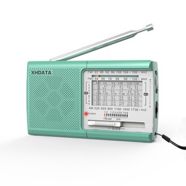XHDATA D219 Radios Portable Am Fm with Strong Reception Compact Design, Small Battery Operated Transistor Radio(AA) Clear Sound Speaker Earphone Jack Ideal Gifts for Elder, Family, Outdoor, Green