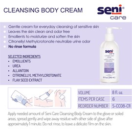 Seni Care Cream Rinse-Free Body Wash Pump Bottle Light Scent 8 oz. S-CC08-C11 6 Ct