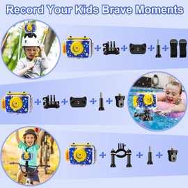 GKTZ Kids Waterproof Camera - Underwater Camera Birthday Gifts for Girls Boys Children Digital Action Camera with 32GB SD Card, Pool Toys for Kids Age 4 5 6 7 8 10 (Dark Blue)