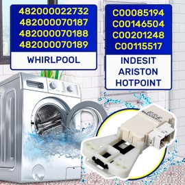 Door Lock for Washing Machine 250V 16A with the Original Code C00085194 C00115517 for Indesit for Ariston for Hotpoint 482000022732 482000070187 for Whirlpool - Warranty 10 Years - MONTERAL