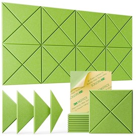 12 Pack Acoustic Panels Sound Absorbing,Sound Proof Foam Panels for Walls,High Density Soundproof Wall Panels Peel and Stick,Self-Adhesive Sound Dampening Panels 12" X 12" X 0.4"-Fruit Green