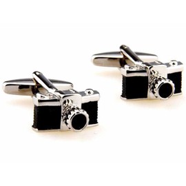korpikus® 'Camera' Stainless Steel Cufflinks Photographer Theme in Free Gift Bag, Stainless Steel