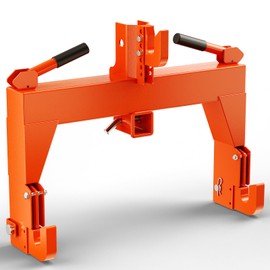 3000 LBS Lifting Capacity Tractor Quick Hitch 3 Point Quick Hitch to Category 1 and 2 Tractors，Between Lower Arms Attachments Quick Hitch with 2 Receivers,Orange