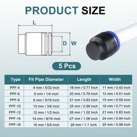 sourcing map 10Pcs 1/4"(6mm) Tube OD Push-to-Connect Fittings Plug, Cap Style Pneumatic Blanking Plugs, Leak-Proof Air Push Connectors for Compressed Air Systems