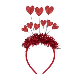 Heart Headband Glitter Red Headband with Heart, Sequins Heart Headband Women's Red Heart Headband Heart Head Bopper Hair Accessories for Valentine's Day Wedding Christmas Gift