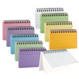 Coloured Index Cards 10 Packs 500 Sheets Flash Cards, Coil Multicolor Flash Cards Revision Record Cards Note 12.5x8.5cm, 10 Colours for School Learning Memory, Office, School, Home Note Taking ﻿