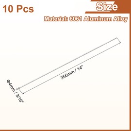 uxcell 10Pcs 3/16"(4mm) Dia Round Aluminum Rod, 14"(356mm) Long 6061 Aluminum Round Rod Solid Lathe Bar Stock for Industry Construction DIY Crafts