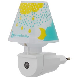 Badabulle B015011 LED-Nachtlicht mit Schirm für die Steckdose, mit Tag/Nacht-Einschaltautomatik, Mehrfarbig (Baby Blau/Gelb/Mehfarbig)