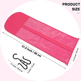 3Pcs Wig Hanger Wig Holder Hair Extension Holder Wig Bags Extra Long Wig Storage Bags with Hanger Hair Extension Storage Wig Storage for Multiple Wigs Hair Extensions, Wigs Accessorie (Hot Pink)